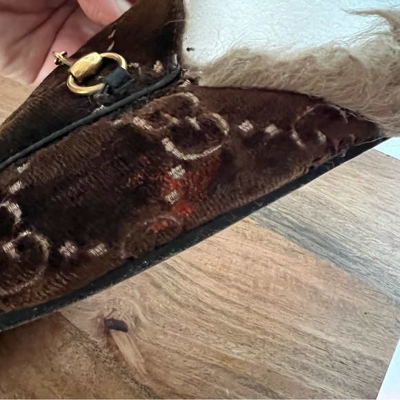 Gucci Princetown Brown Velvet Fur Slip On Flats Size 8.5 - Picture 11 of 17